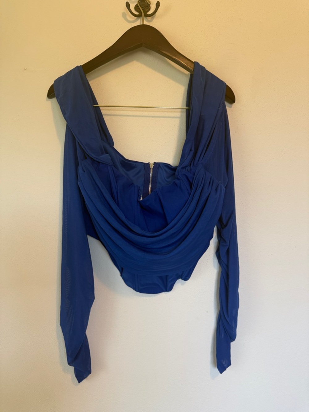 Blue Draped Long-Sleeve Women’s corset